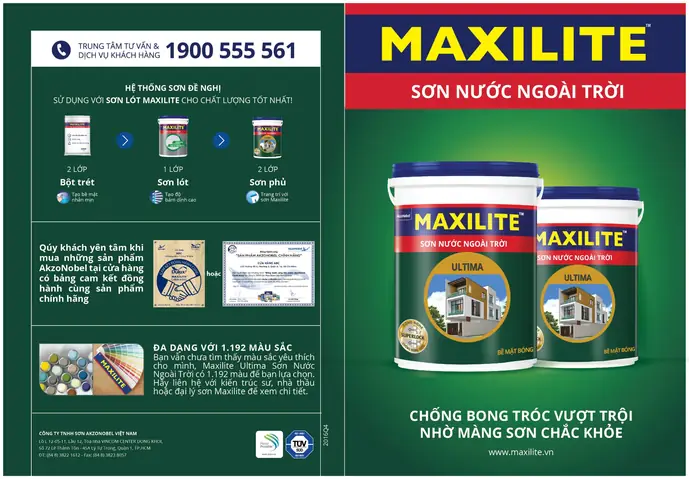 1.2. Bảng màu sơn Maxilite ngoại thất