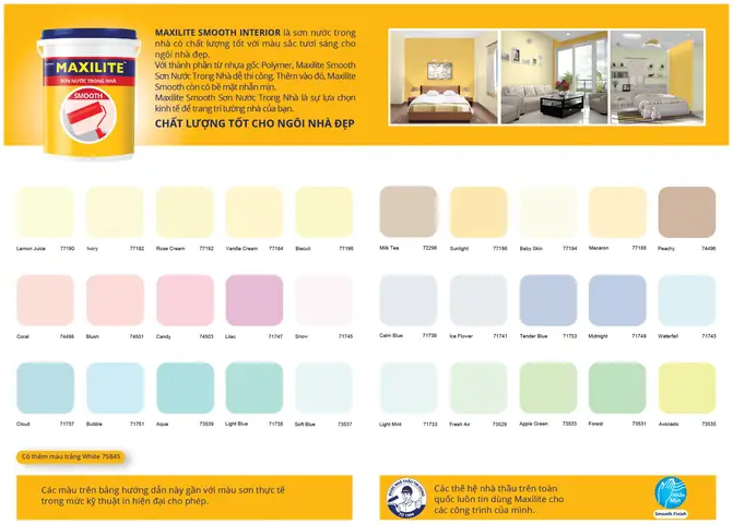 1.2. Bảng màu sơn Maxilite nội thất