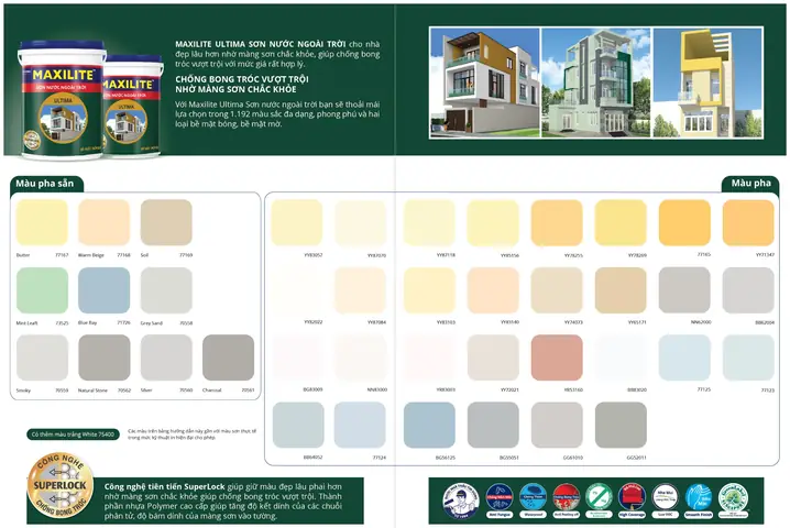 1.2. Bảng màu sơn Maxilite ngoại thất