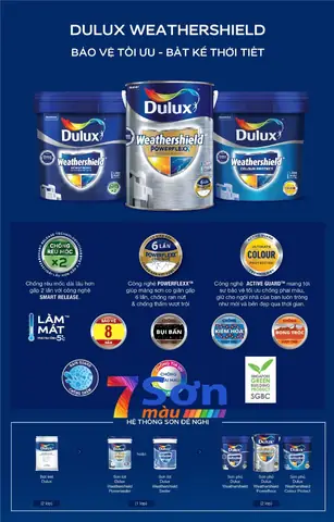 1. Bảng màu Dulux Weathershield ngoài trời: