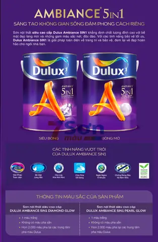 1. Bảng màu sơn Dulux 5 In 1 trong nhà: