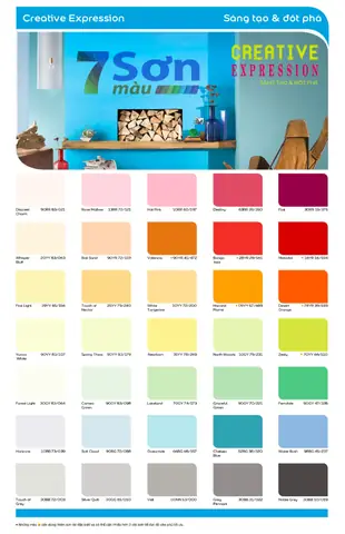 1. Bảng màu sơn Dulux 5 In 1 trong nhà: