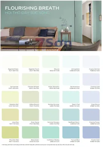 2. Bảng màu sơn Dulux Easy Clean lau chùi hiệu quả trong nhà: