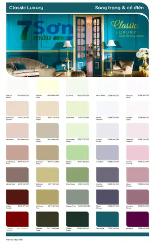 1. Bảng màu sơn Dulux 5 In 1 trong nhà: