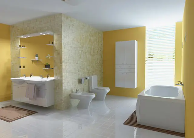3.1 Sơn nội thất phòng tắm/ nhà vệ sinh màu vàng