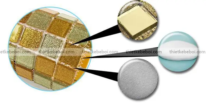 Cấu tạo của gạch mosaic thủy tinh màu vàng ánh kim