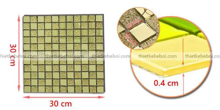 Mô tả sản phẩm gạch mosaic màu vàng ánh kim