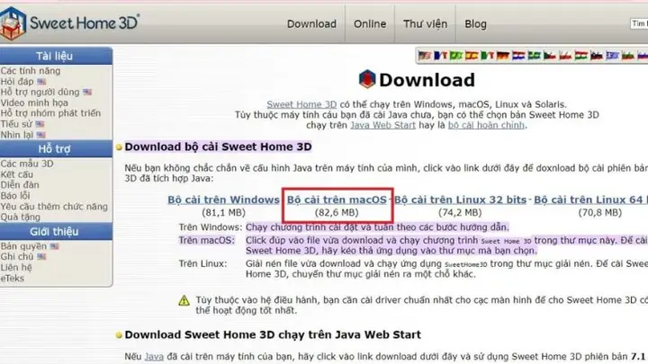 Cách tải Sweet Home 3D trên MacOS