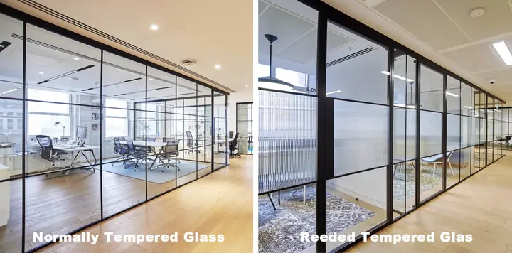 Szg 5+5mm Reeded Texture Laminated Glass Partition Wall