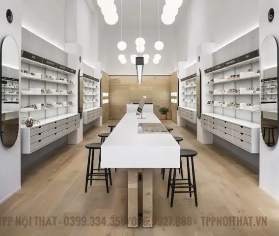 Nội Thất Tủ Kệ Trưng Bày Cho Cửa Hàng Mắt Kính Thời Trang Tại Hà Nội