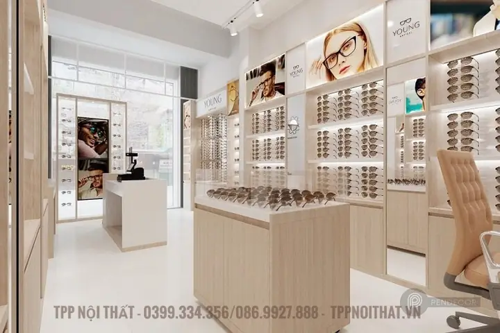 Nội Thất Tủ Kệ Trưng Bày Cho Cửa Hàng Mắt Kính Thời Trang Tại Hà Nội