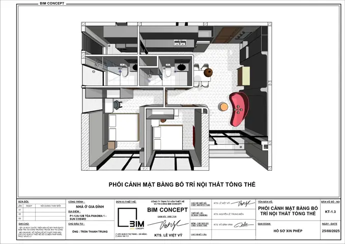 Bản Vẽ Thiết Kế Nội Thất Chung Cư 2 Phòng Ngủ