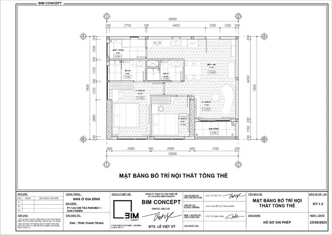 Bản Vẽ Thiết Kế Nội Thất Chung Cư 2 Phòng Ngủ