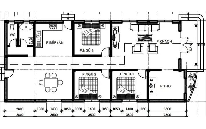 Bản Vẽ Thiết Kế Nội Thất Nhà Phố 1 Tầng