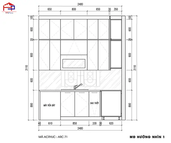 Mẫu Tủ Bếp Acrylic Tbac87 Kèm Quầy Bar Sang Trọng Nhà Anh Long Thiết Kế Hiện Đại, Tiện Nghi