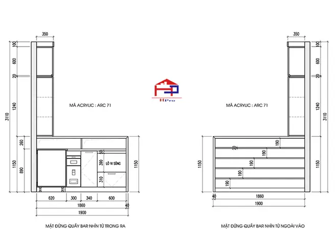 Mẫu Tủ Bếp Acrylic Tbac87 Kèm Quầy Bar Sang Trọng Nhà Anh Long Thiết Kế Hiện Đại, Tiện Nghi