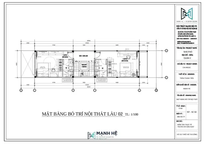 Mặt Bằng Thi Công Nội Thât Nhà Phố Hiện Đại - 3 Tầng