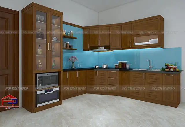 Ý Tưởng Thiết Kế Bộ Tủ Bếp Gỗ Sồi Mỹ Đẹp Tbsm02 Nhà Anh Khôi - Tân Dân, Việt Trì