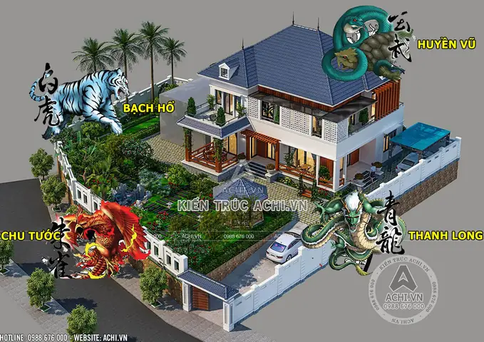 Áp Dụng Thanh Long Bạch Hổ Chu Tước Huyền Vũ Trong Phong Thủy