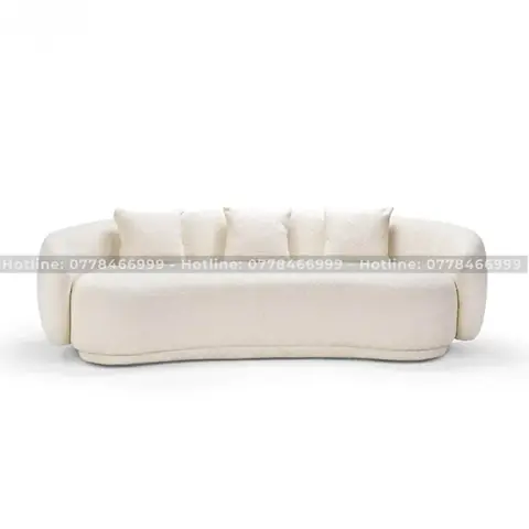 Bộ Ghế Sofa Cong Bọc Nỉ Lông Cừu Trắng – Sf05