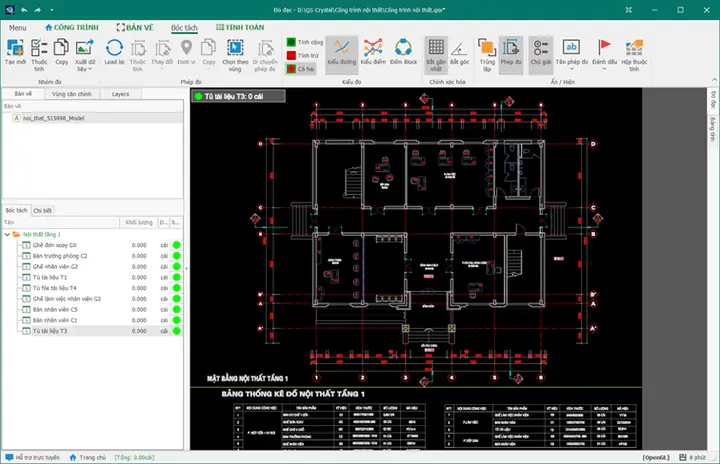 Bóc Tách Khối Lượng Nội Thất Bằng Phần Mềm Qs Crystal