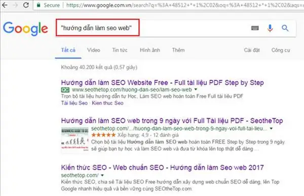 Tìm Kiếm Cụm Từ Chính Xác