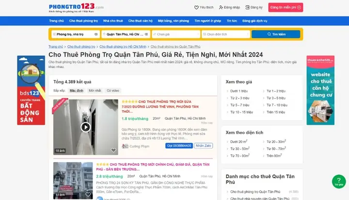 Website Tìm Phòng Trọ Tân Phú Giá Rẻ Và Hiệu Quả