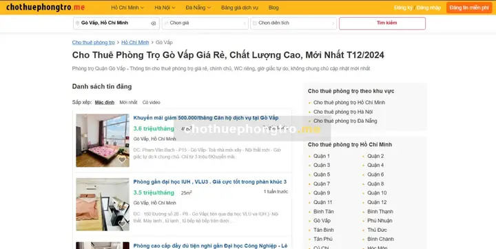 Tìm Thuê Phòng Trọ Gò Vấp Giá Rẻ, Uy Tín Tại Chothuephongtro.me