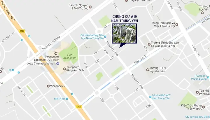 Vị Trí Trung Tâm Dự Án Chung Cư A10 Nam Trung Yên