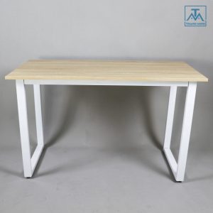 Bàn văn phòng chữ U khung trắng ván vân gỗ
